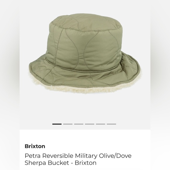 Brixton reversible olive green sherpa bucket hat- XS/S - Picture 4 of 6